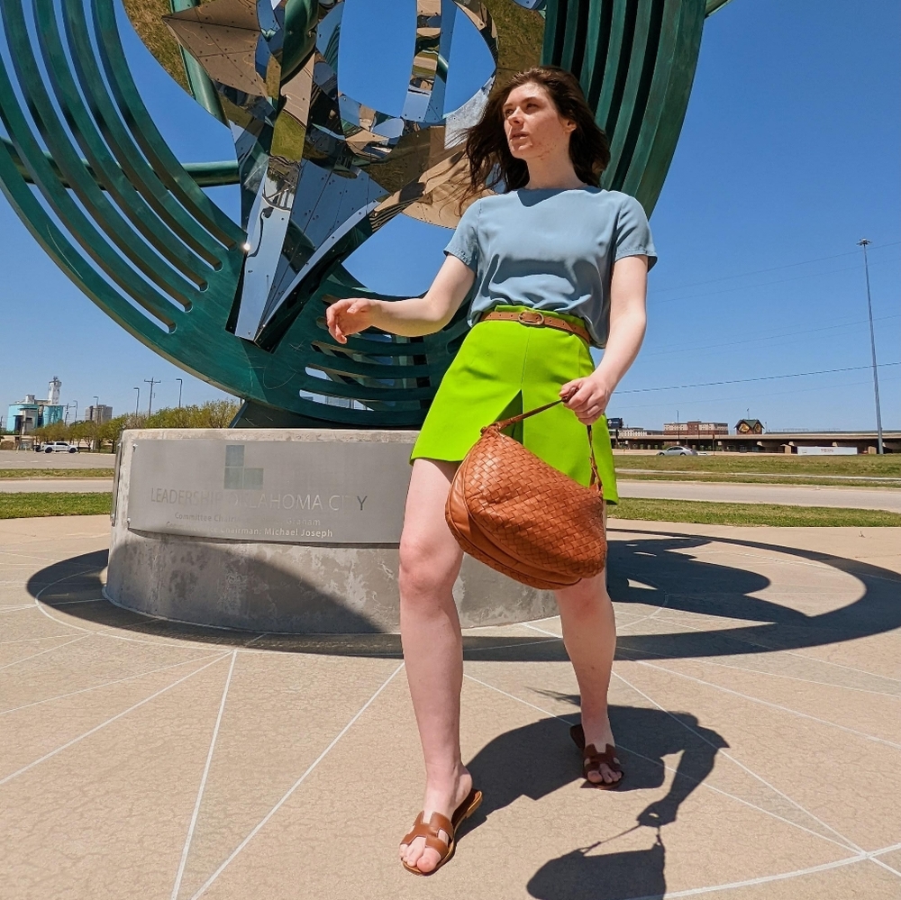 Zara High Waisted Green Skort
